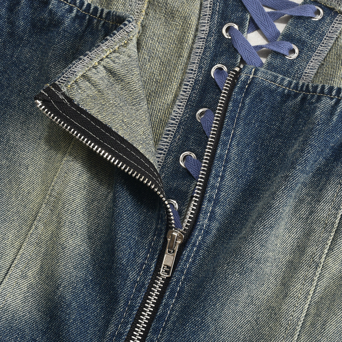 Sweet Denim Corset Flare Mini Dress