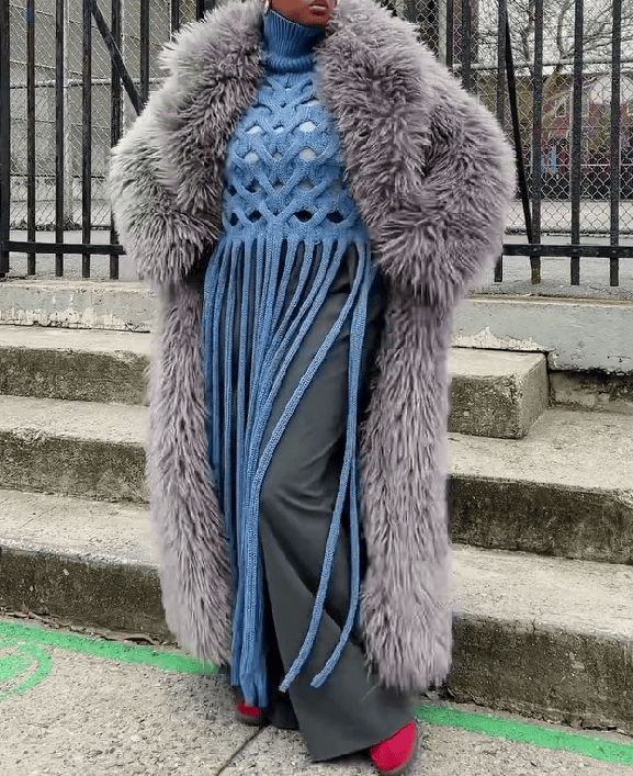 Grey Faux Fur Coat