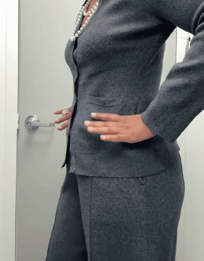 V Neck Cardigan Sweater & Barrel Pants