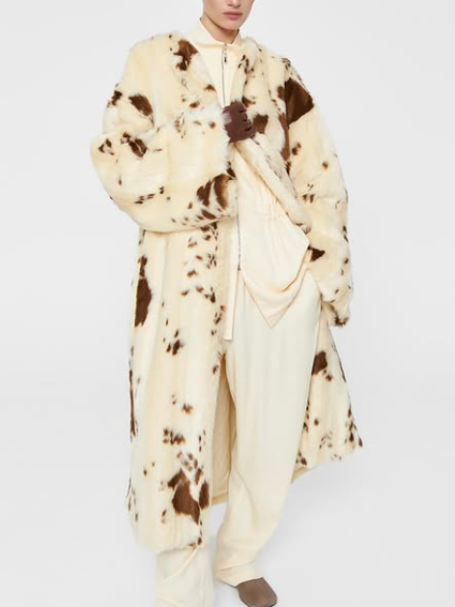 Printed Faux Fur Coat