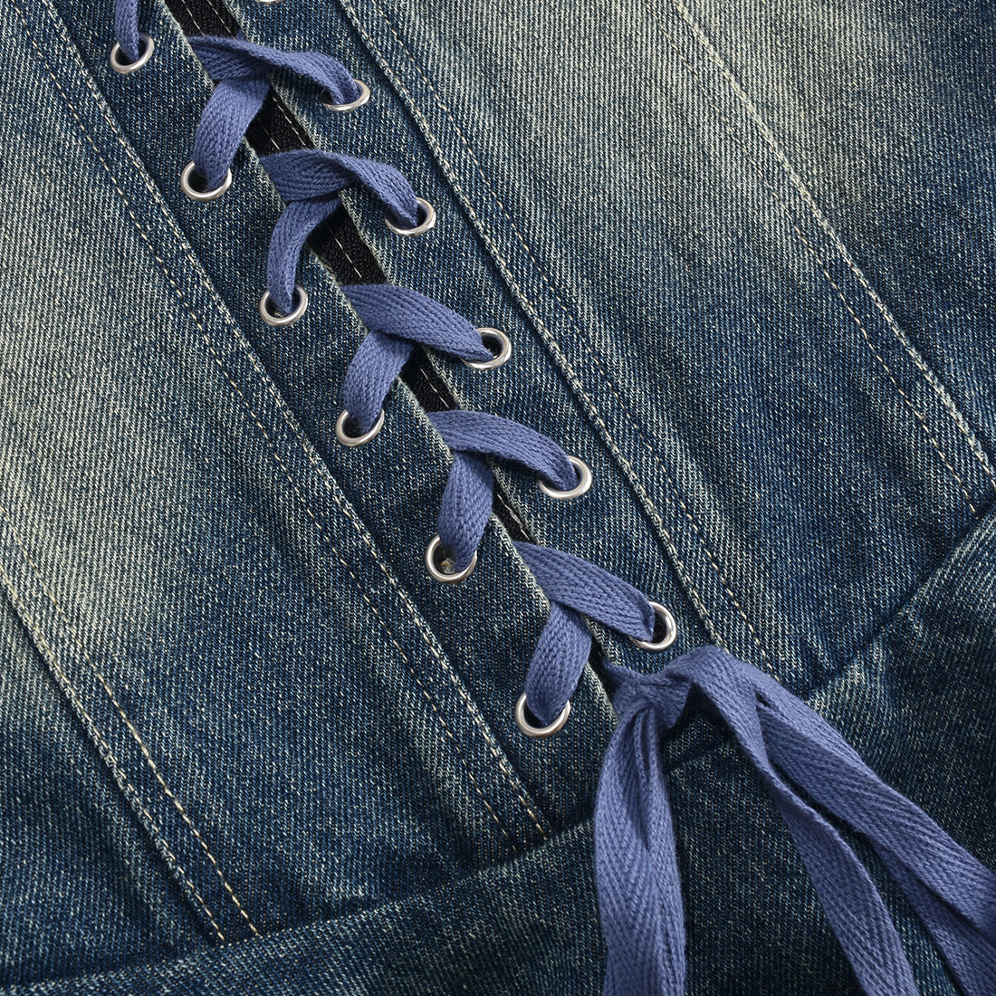 Sweet Denim Corset Flare Mini Dress