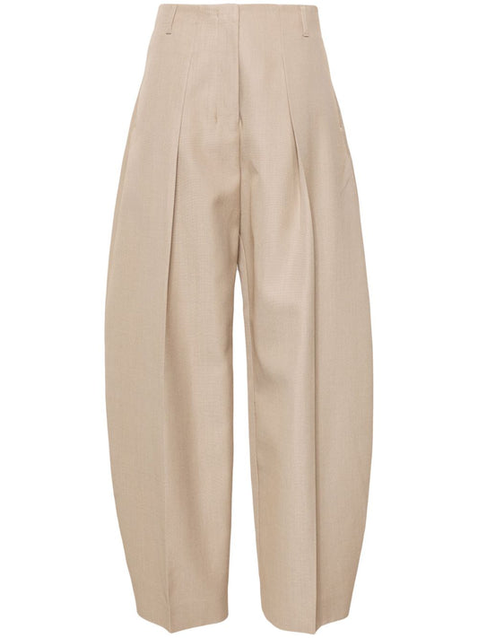 Sand Beige High Waisted Wide Leg Pants