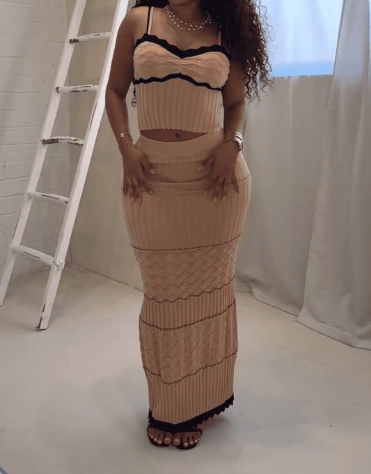 Rib Knit Tank Top & Skirt SET