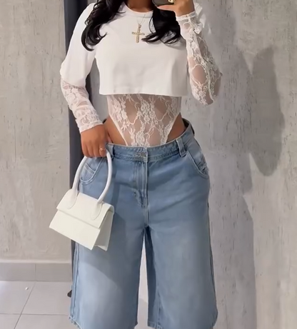 Sexy lace one-piece top