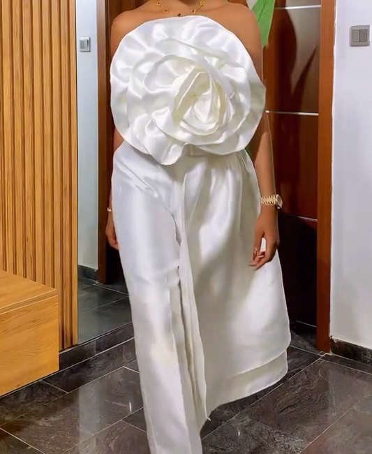 3D Flower Ribbon Tube Top