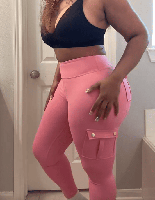 Women's High-Waisted Pocket Cargo Fitness Pants