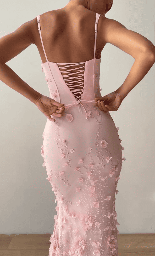 Square Neck Embellished Fishtail Corset Dress