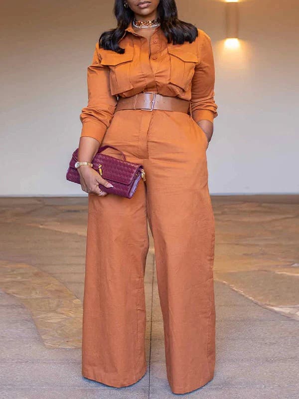 Hot Sale✨✨ Wide-Leg Cargo Jumpsuit - Orange