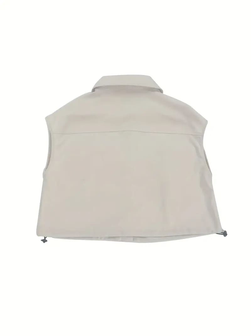 Solid Button Front Tank Top & Cargo Pants