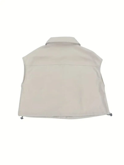 Solid Button Front Tank Top & Cargo Pants