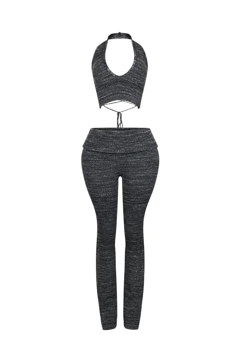 Riptide Ribbed Knit Halter Top & Pants Set