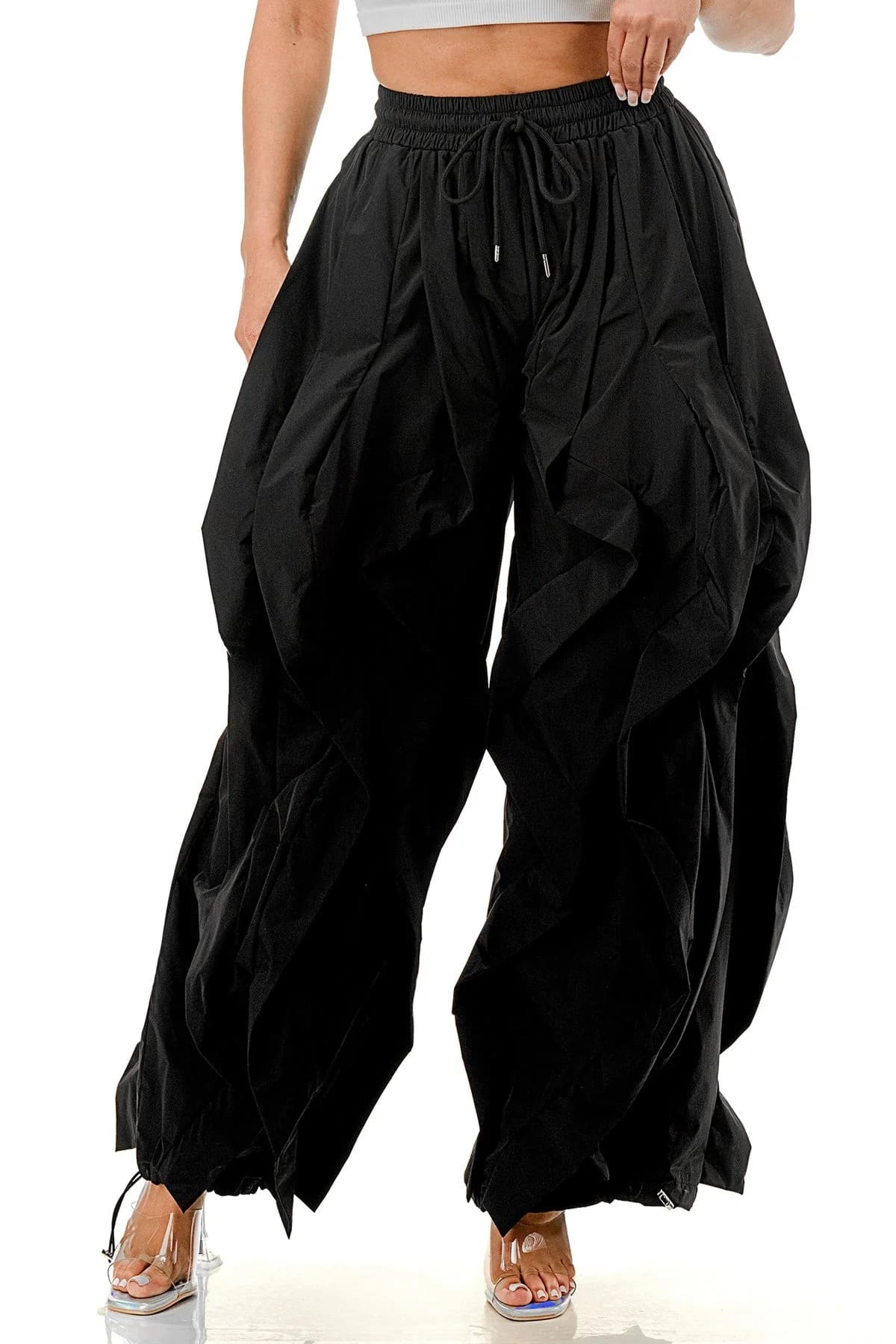 Wavy Oversized Wide Leg Ruffle Jogger Pants