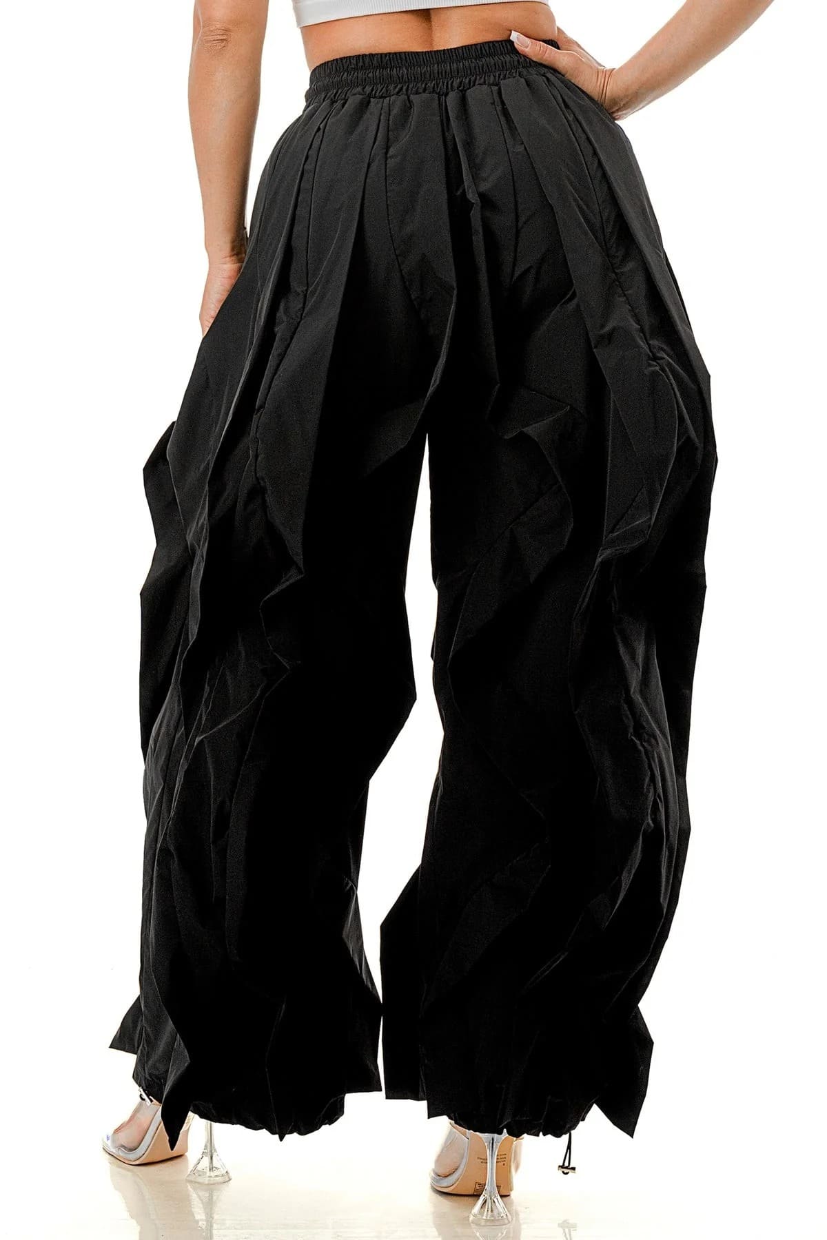 Wavy Oversized Wide Leg Ruffle Jogger Pants