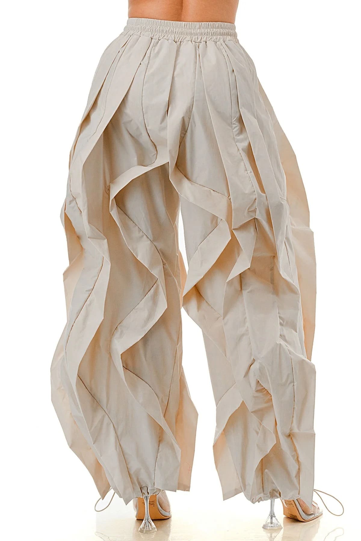 Wavy Oversized Wide Leg Ruffle Jogger Pants