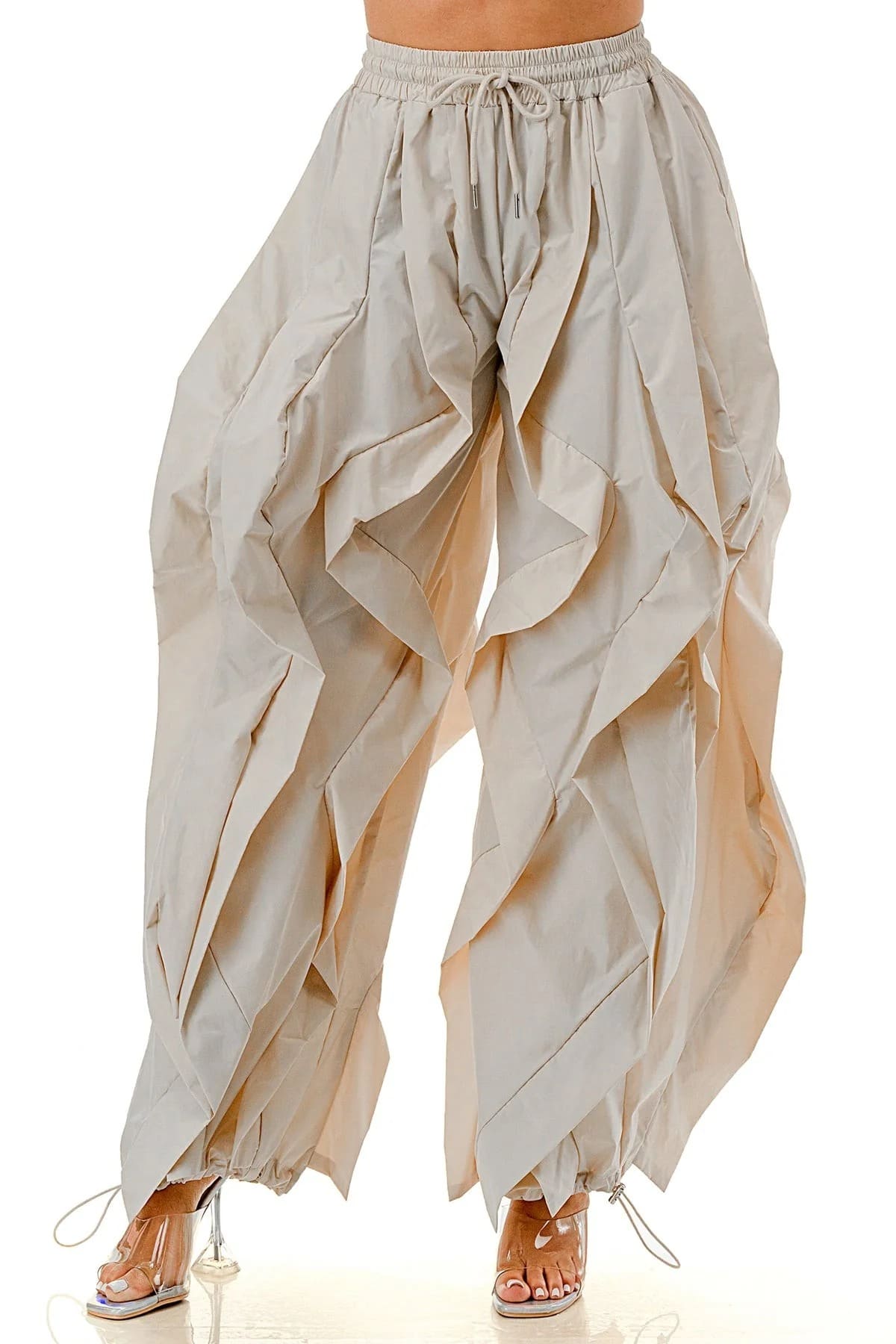 Wavy Oversized Wide Leg Ruffle Jogger Pants