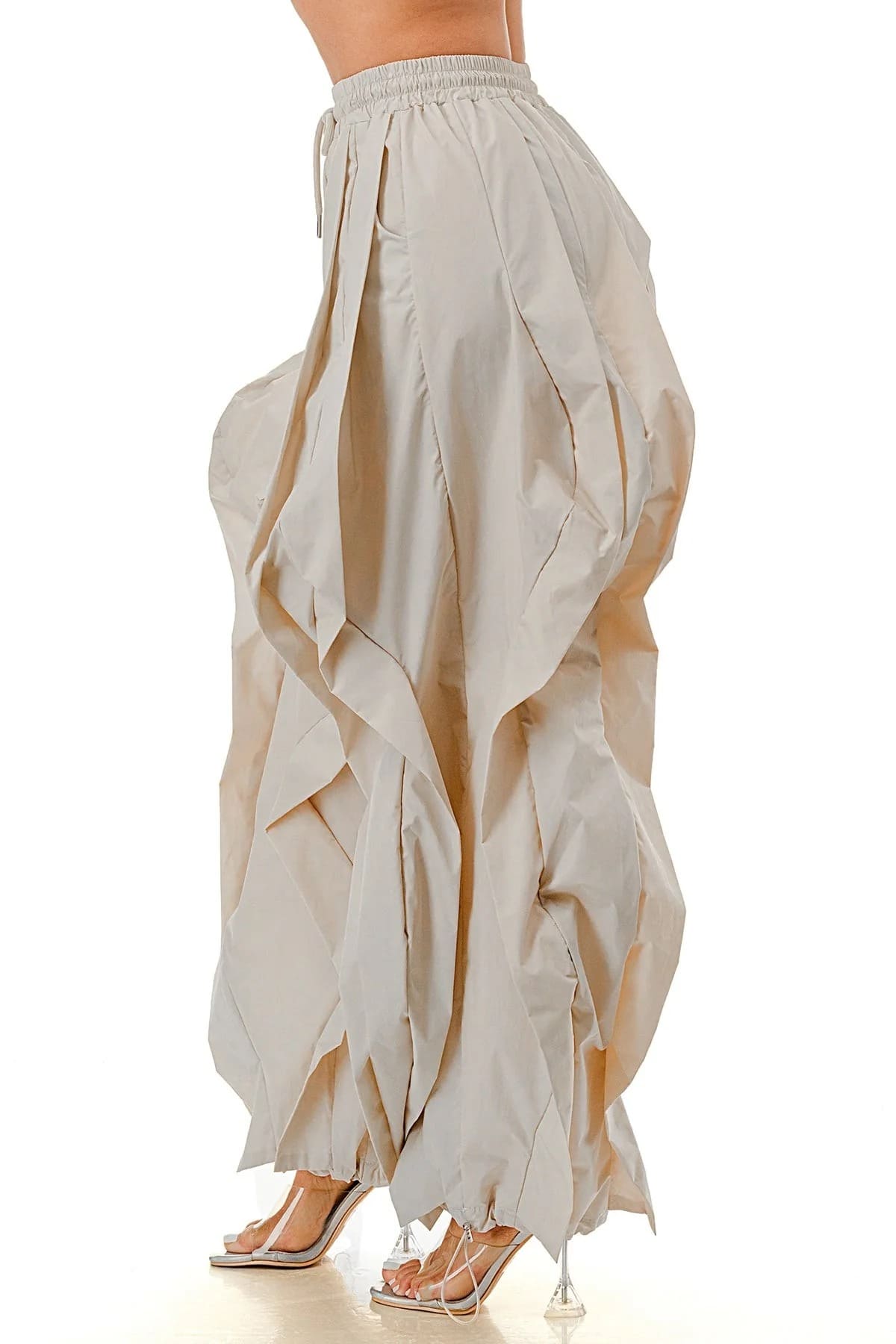 Wavy Oversized Wide Leg Ruffle Jogger Pants