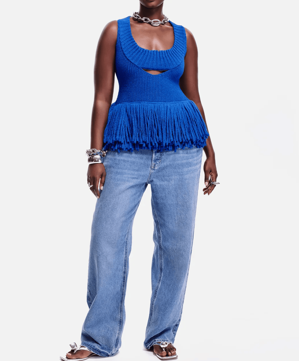 Stylish Fringe Hem Knit Tank Top