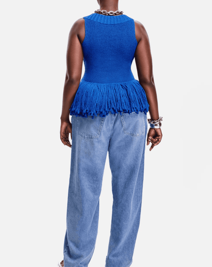 Stylish Fringe Hem Knit Tank Top