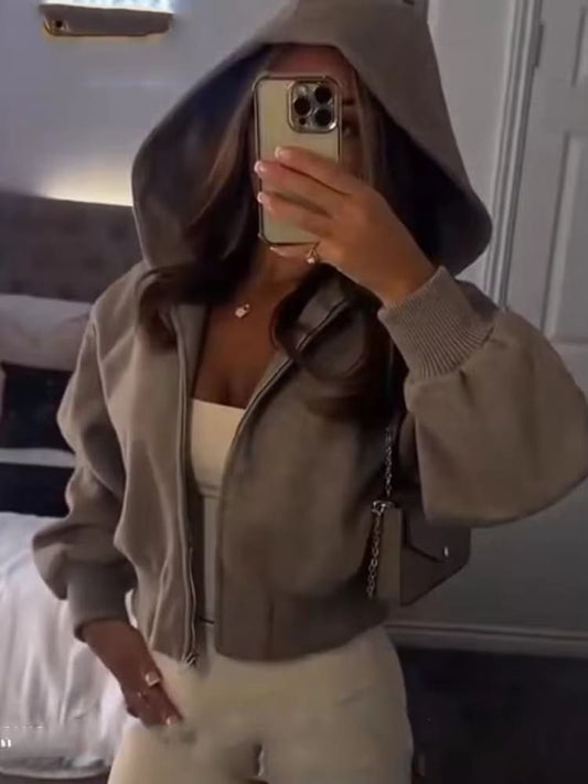 Beige Hooded Wool Jacket