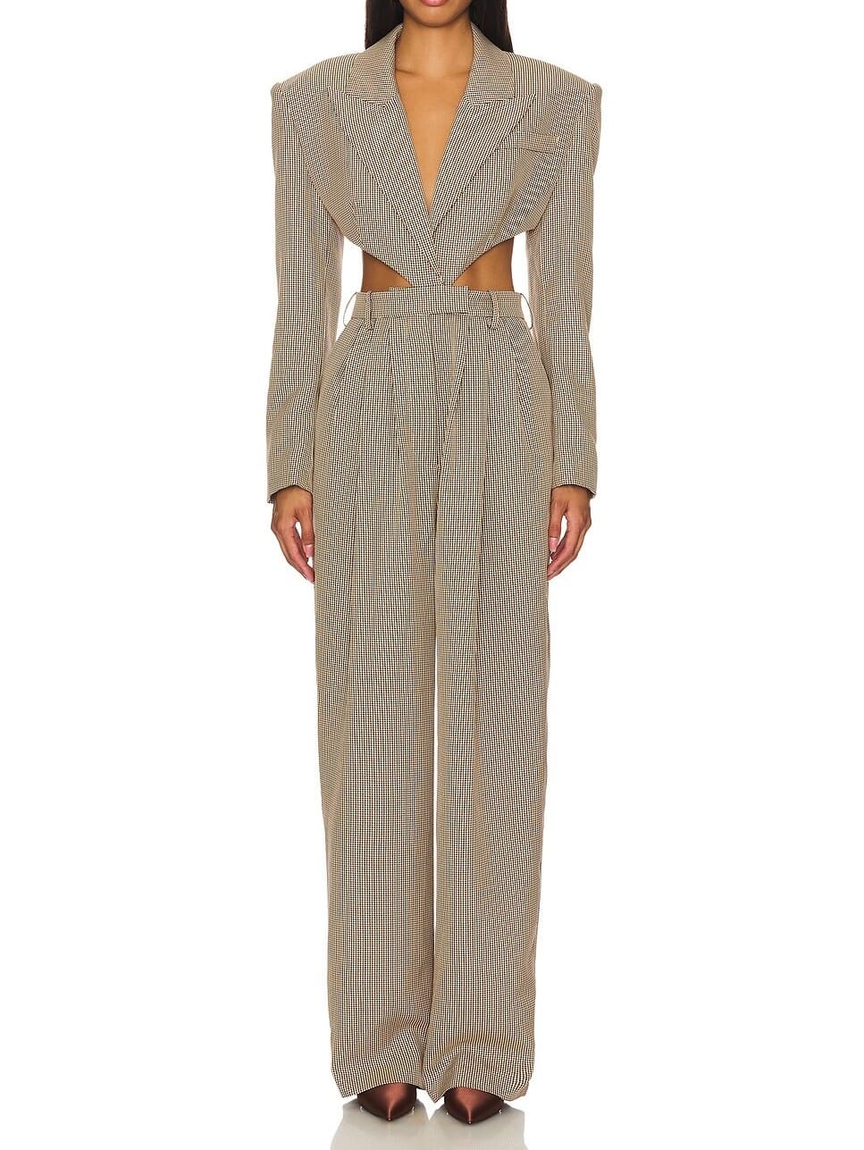 Houndstooth Cut-Out Jumpsuit