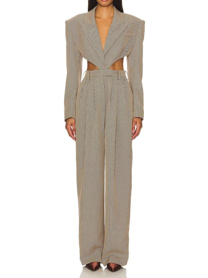 Houndstooth Cut-Out Jumpsuit