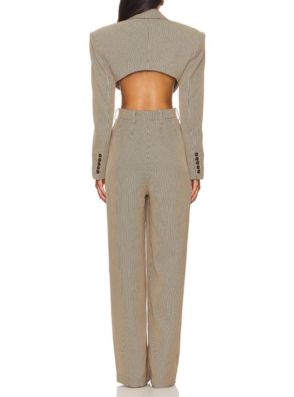 Houndstooth Cut-Out Jumpsuit