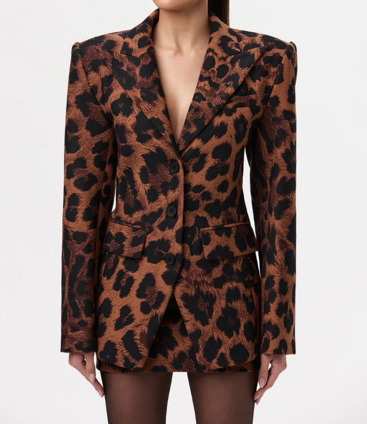 Leopard Print Blazer & Mini Skirt 2pc Set