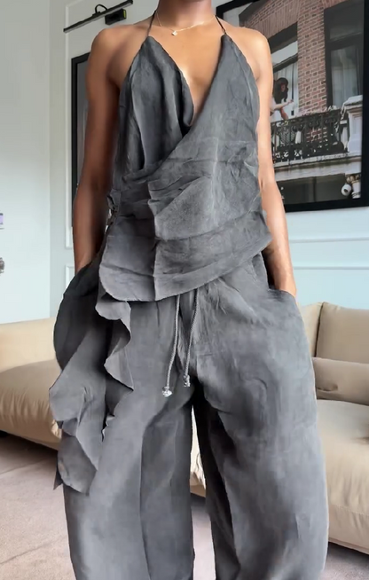 Fashion Streetwear Linen-Inspired Set