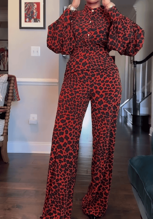 Red Leopard Print Jumpsuit