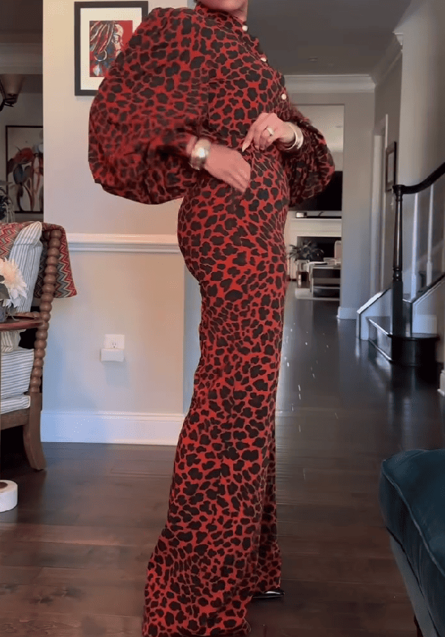 Red Leopard Print Jumpsuit