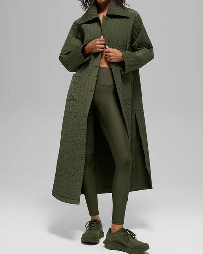 Quilted Skyline Long Coat
