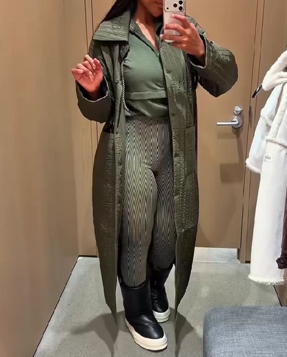 Quilted Skyline Long Coat