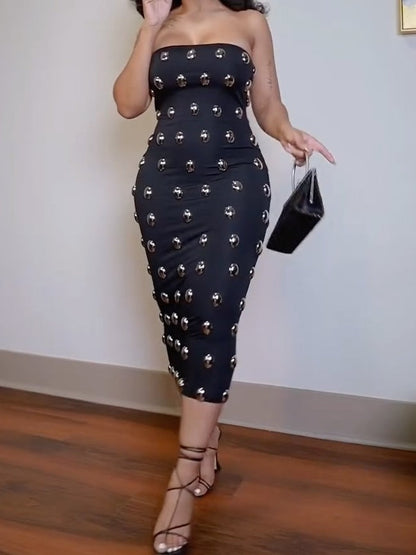 Metal Detailing Midi Dress