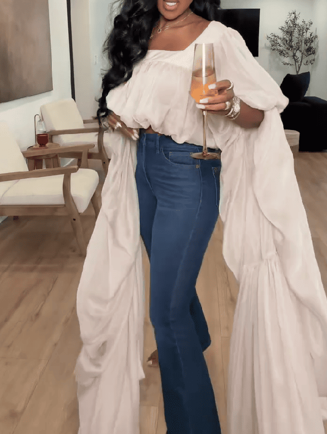 Square Neck Floor-length Sleeves Top