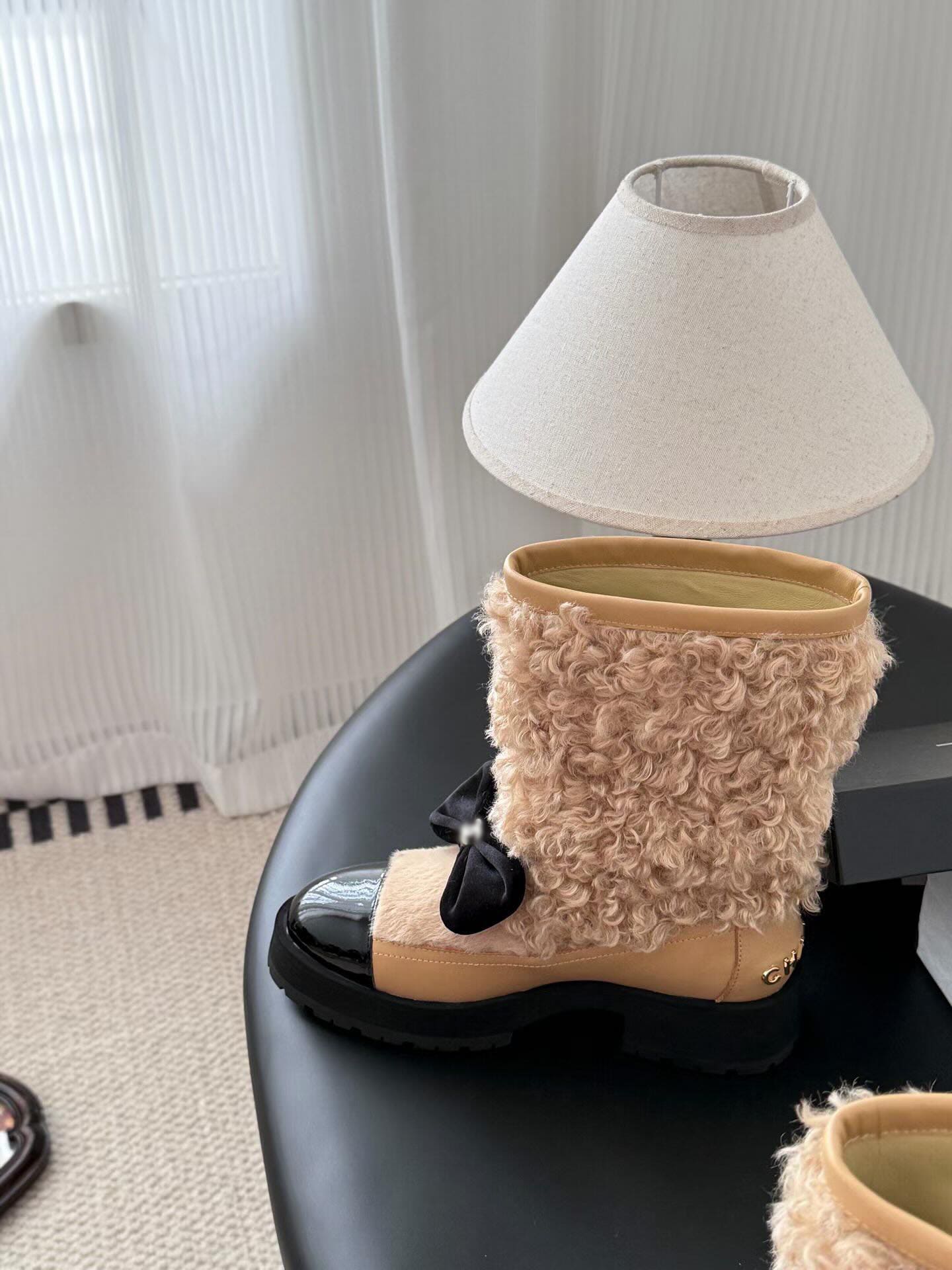 Double C Lambskin & Patent Calfskin Ankle Boots