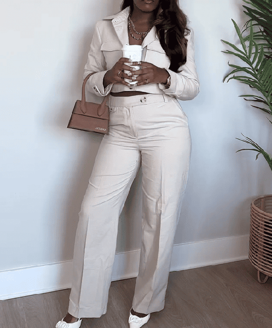 Cropped Jacket And Trousers Suit