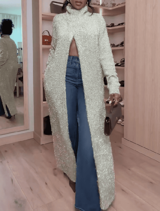 Metallic long-sleeved sweater