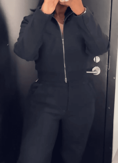 Zipper Track Top And Pants Set