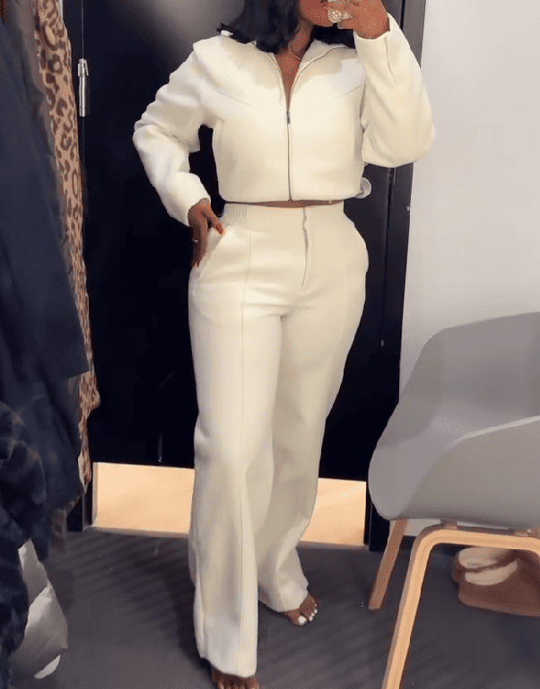 Zipper Track Top And Pants Set