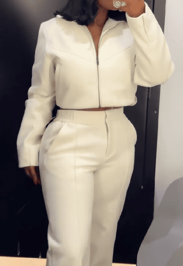 Zipper Track Top And Pants Set