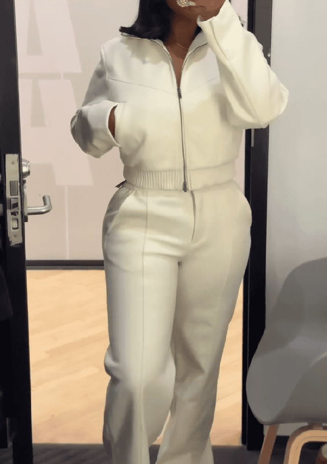 Zipper Track Top And Pants Set