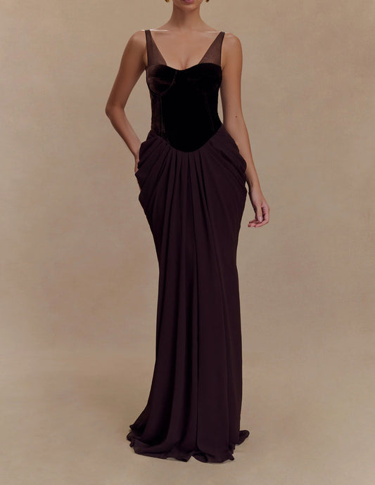 Velvet Corset Maxi Dress