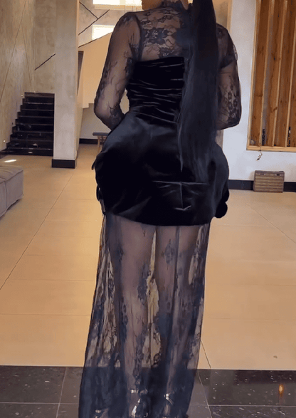 Elegant Sequined Lace Party 2pc Dress