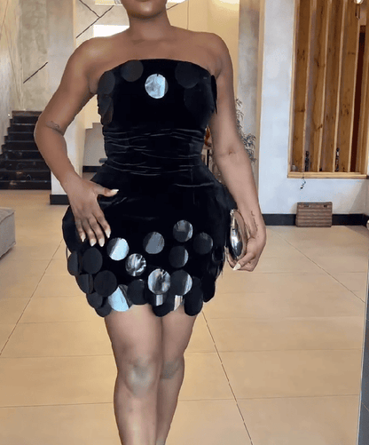 Elegant Sequined Lace Party 2pc Dress