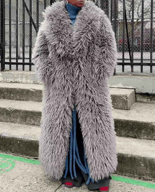 Grey Faux Fur Coat