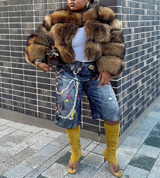 Women's Crop Fox Bomber