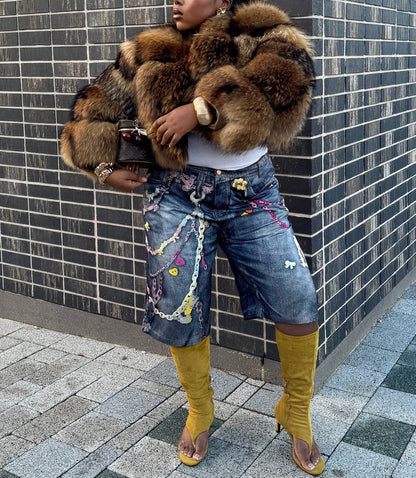 Women's Crop Fox Bomber