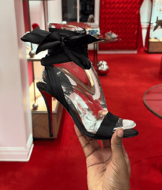 Crystal Bow Silk-tie Red Sole Heels