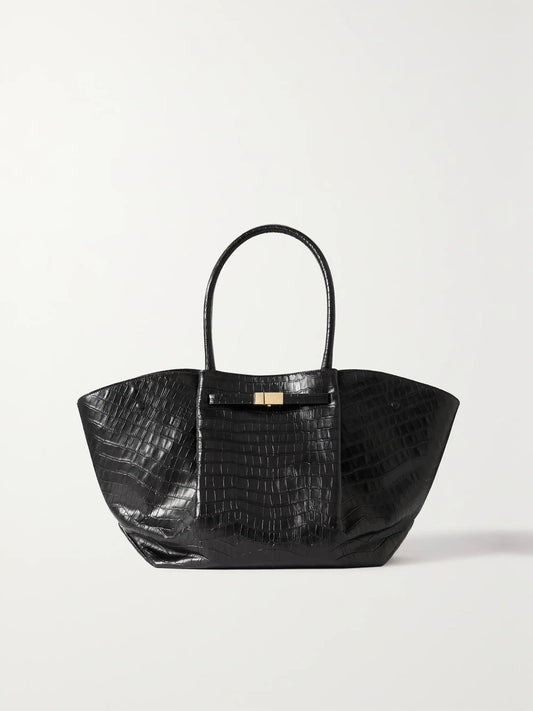 Croc-effect Leather Tote