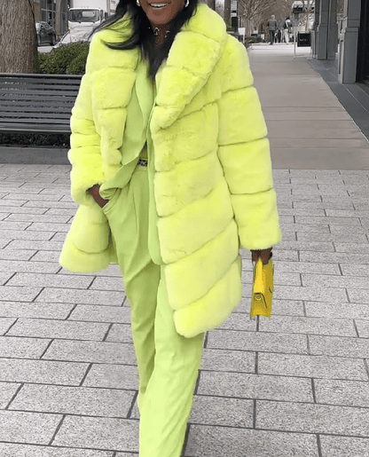 Neon Mustard Fox Fur Coat